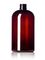 16 oz light amber PET plastic squat boston round bottle with 24-410 neck finish