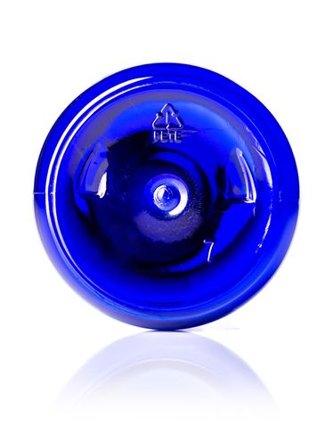 16 oz cobalt blue PET plastic boston round bottle with 28-410 neck finish