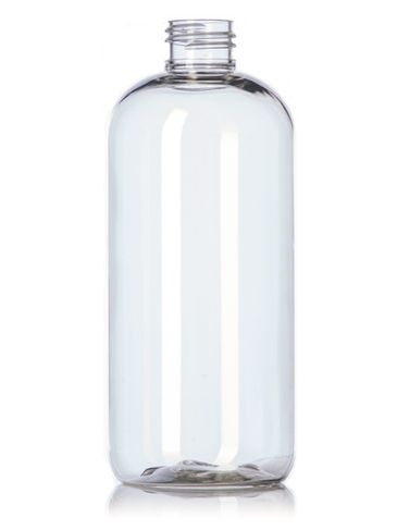 12 oz clear PET plastic boston round bottle with 24-410 neck finish