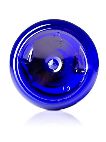 12 oz cobalt blue PET plastic boston round bottle with 28-410 neck finish