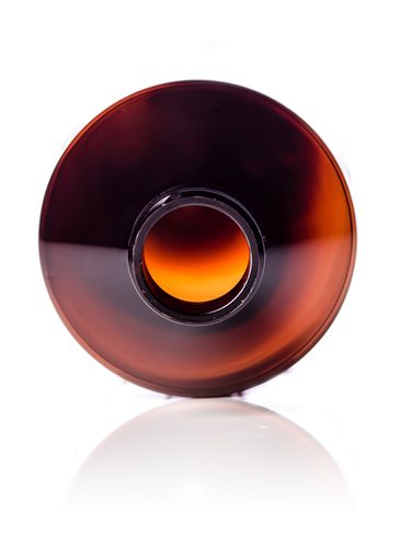 8 oz amber PET plastic modern round bottle with 24-410 neck finish