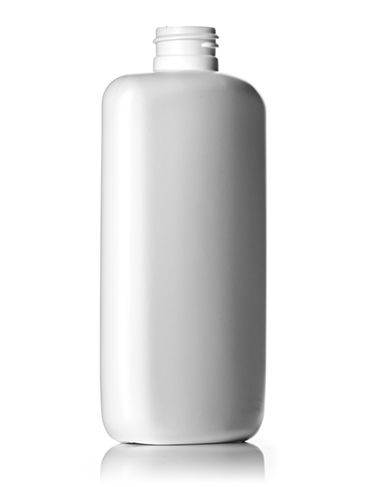 8 oz white HDPE plastic flat oval bottle with 24-410 neck finish