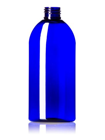 8 oz cobalt blue PET plastic capri oval bottle with 24-410 neck finish