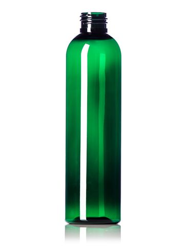 8 oz green PET plastic cosmo round bottle with 24-410 neck finish