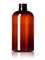 8 oz light amber PET plastic squat boston round bottle with 24-410 neck finish