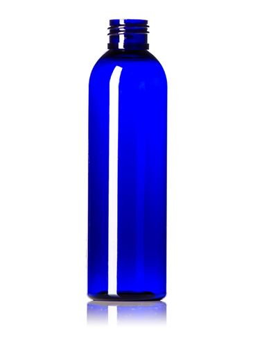 6 oz cobalt blue PET plastic cosmo round bottle with 24-410 neck finish