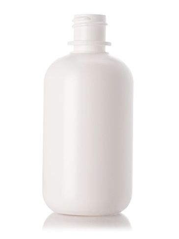 4 oz white LDPE plastic boston round bottle with cello ring with 20-410 neck finish