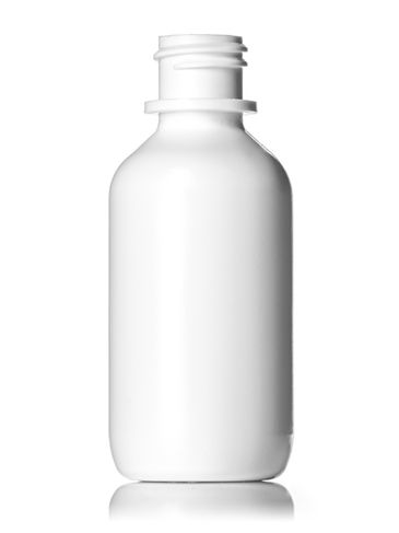 2 oz white LDPE plastic boston round bottle with 20-410 neck finish