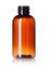 2 oz light amber PET plastic boston round bottle with 20-410 neck finish
