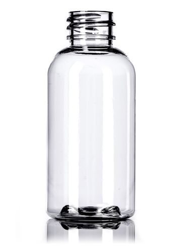 2 oz clear PET plastic boston round bottle with 20-410 neck finish