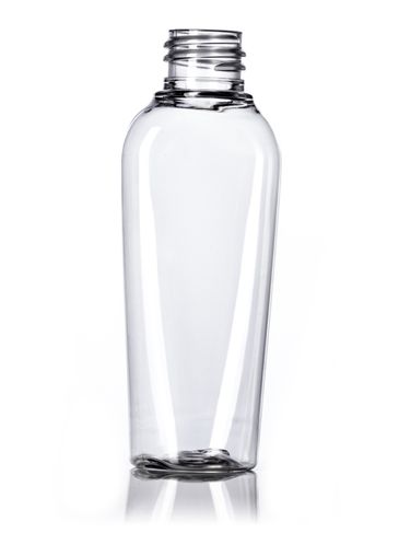 2 oz clear PET plastic oval bottle with 20-410 neck finish