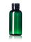1 oz green PET plastic boston round bottle with 20-410 neck finish
