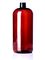 32 oz amber PET plastic boston round bottle with 28-410 neck finish