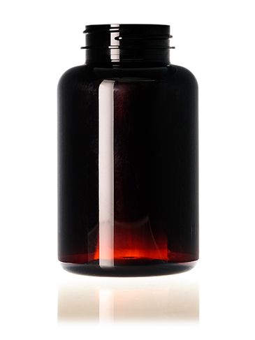 300  cc dark amber PET plastic pill packer bottle with 45-400 neck finish