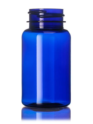 75 cc cobalt blue PET plastic pill packer bottle with 33-400 neck finish