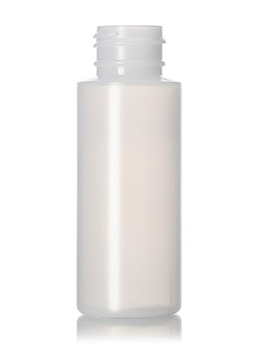 2 oz natural-colored HDPE plastic cylinder round bottle with 24-410 neck finish