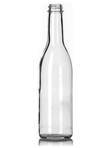 12 oz clear glass vintage bottle with 28-400 neck finish
