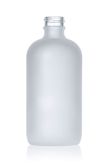 8 oz frosted glass boston round bottle with 24-400 neck finish