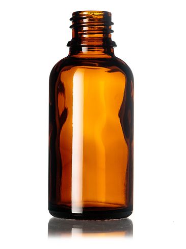 30 mL amber glass boston round euro dropper bottle with 18-DIN  neck finish