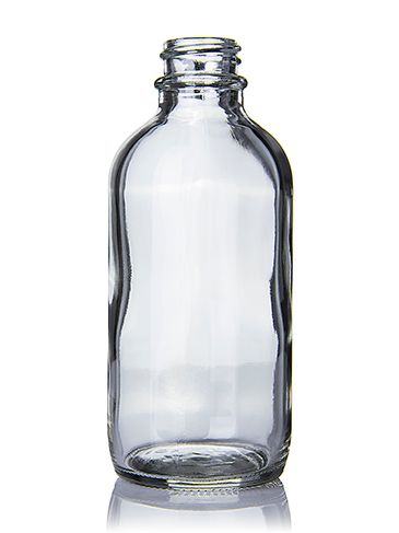 4 oz clear glass boston round bottle with 22-400 neck finish