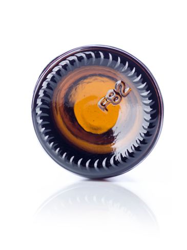 0.5 oz amber glass boston round bottle with 18-400 neck finish