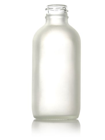 4 oz clear frosted glass boston round bottle with 24-400 neck finish