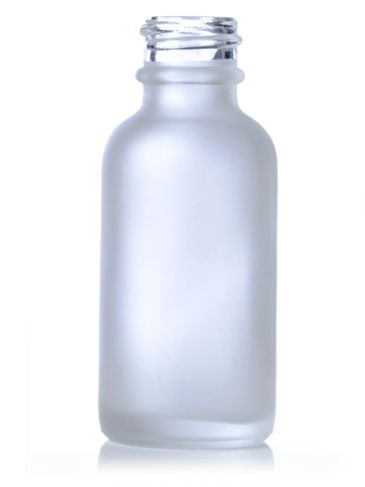 1 oz clear frosted glass boston round bottle with 20-400 neck finish