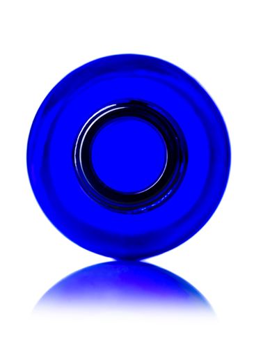 2 oz cobalt blue glass boston round bottle with 20-400 neck finish