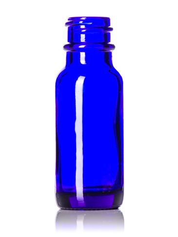 .5 oz cobalt blue glass boston round bottle with 18-400 neck finish