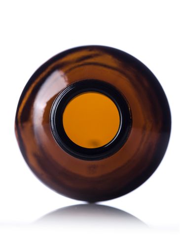 4 oz amber glass boston round bottle with 24-400 neck finish