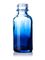 1 oz blue-shaded clear glass boston round bottle with 20-400 neck finish