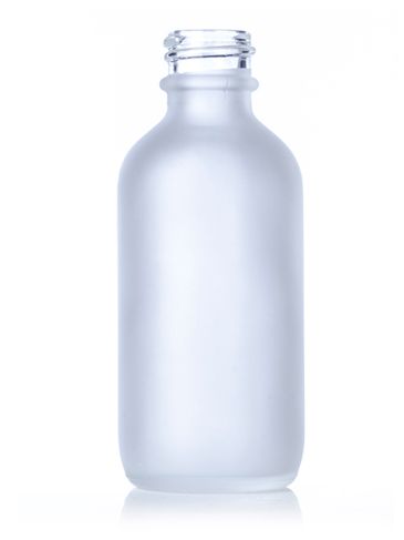 2 oz clear frosted glass boston round bottle with 20-400 neck finish