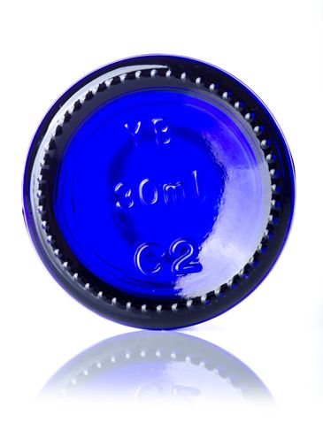 30 mL cobalt blue glass boston round euro dropper bottle with 18-DIN neck finish