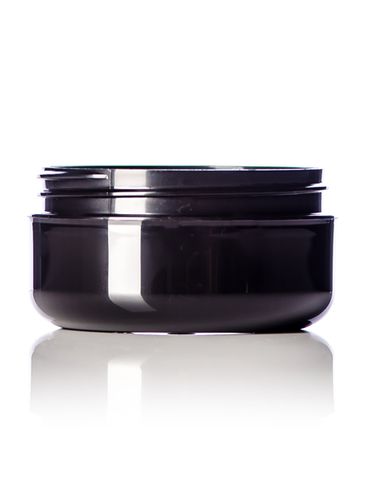 2 oz black PP plastic double wall round base low profile jar with 70-400 neck finish