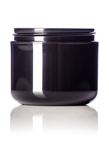 4 oz black PP plastic double wall round base jar with 70-400 neck finish