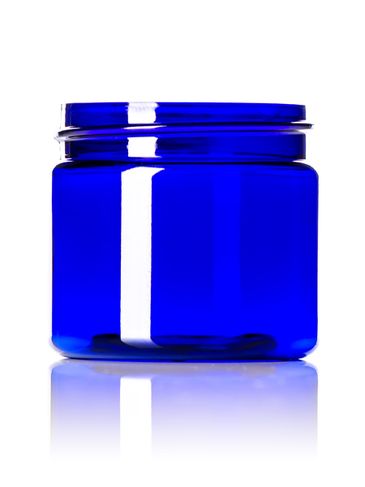 2 oz cobalt blue PET plastic single wall jar with 48-400 neck finish