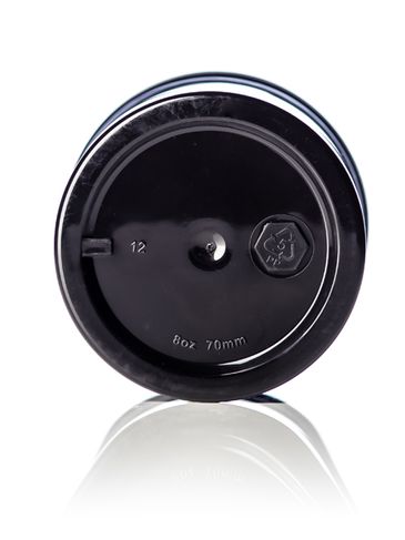 8 oz black PP plastic single wall jar with 70-400 neck finish