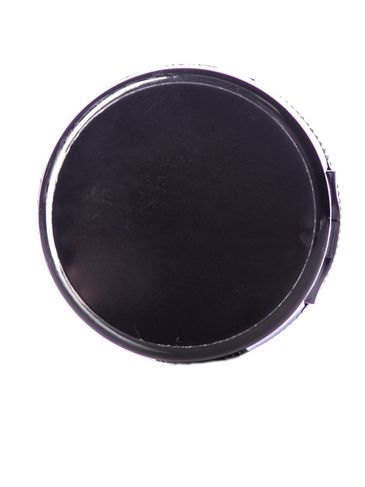 Black PP plastic 38-400 ribbed skirt hinged flip top dispensing cap with unprinted pressure sensitive (PS) liner (0.25 inch orifice)