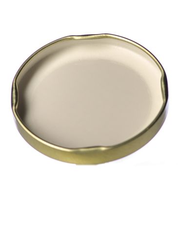 Gold metal 63TW lid with pasteurization-grade plastisol liner
