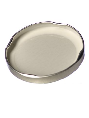Silver metal 70TW lid with pasteurization-grade plastisol liner