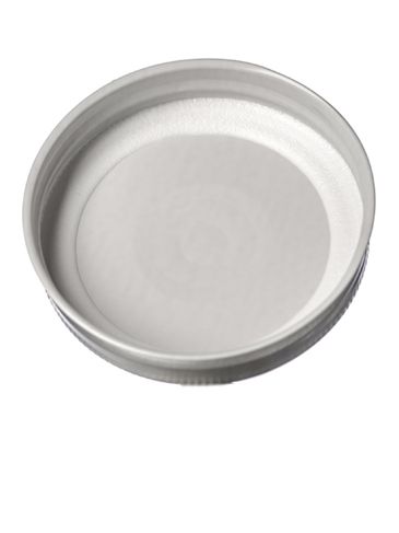 Silver metal 70-450G lid with standard plastisol liner and vacuum seal button