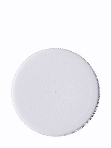 White PP plastic 38-400 ribbed skirt lid with unprinted heat induction seal (HIS) liner (for HDPE, LDPE and MDPE containers only)