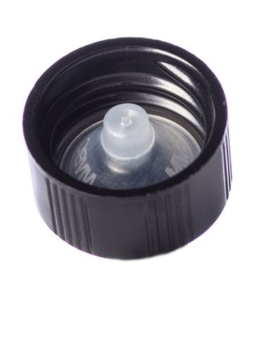 Black phenolic 18-400 lid with PP polycone liner