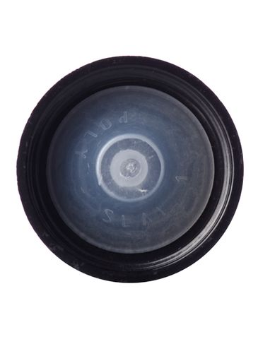 Black PP plastic 28-400 lid with PP plastic polycone liner - USE ON PLASTIC CONTAINERS ONLY