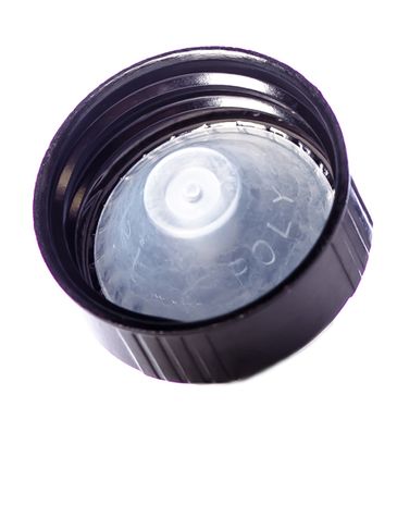 Black phenolic 28-400 lid with LDPE polycone liner