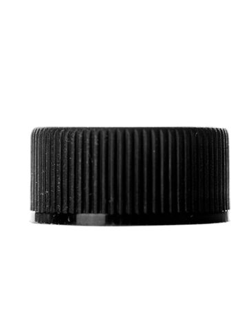 Black PP plastic 20-400 ribbed skirt lid with foam liner