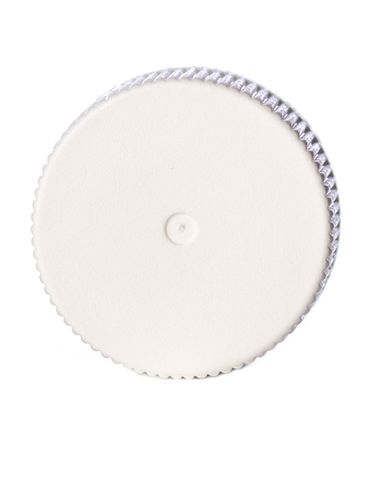 White PP plastic 20-400 ribbed skirt lid with foam liner
