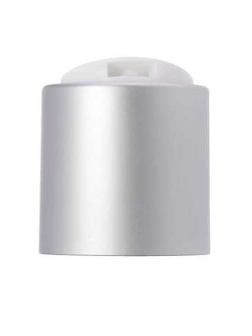 White PP and brushed aluminum shell 24-410 smooth skirt disc top cap