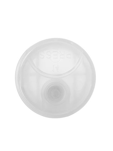 Natural PP plastic 28-410 smooth skirt unlined disc top lid (.330 inch orifice)