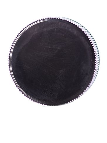 Black PP plastic 28-410 ribbed skirt lid with foam liner